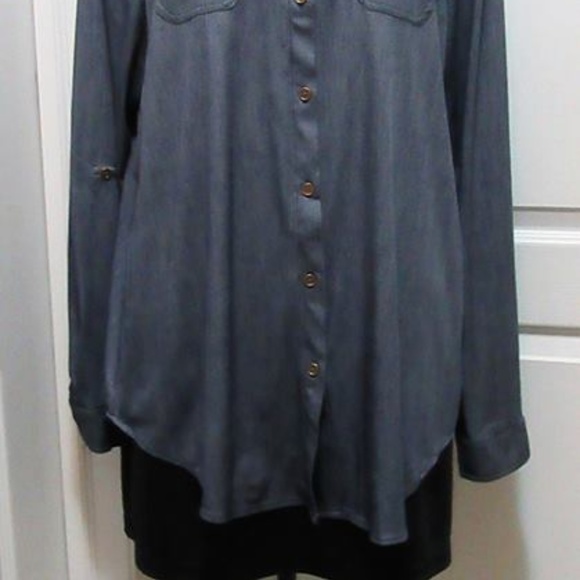 Ladies Long Sleeve Blouse - Blue Jean look SIZE 2X - Picture 7 of 9
